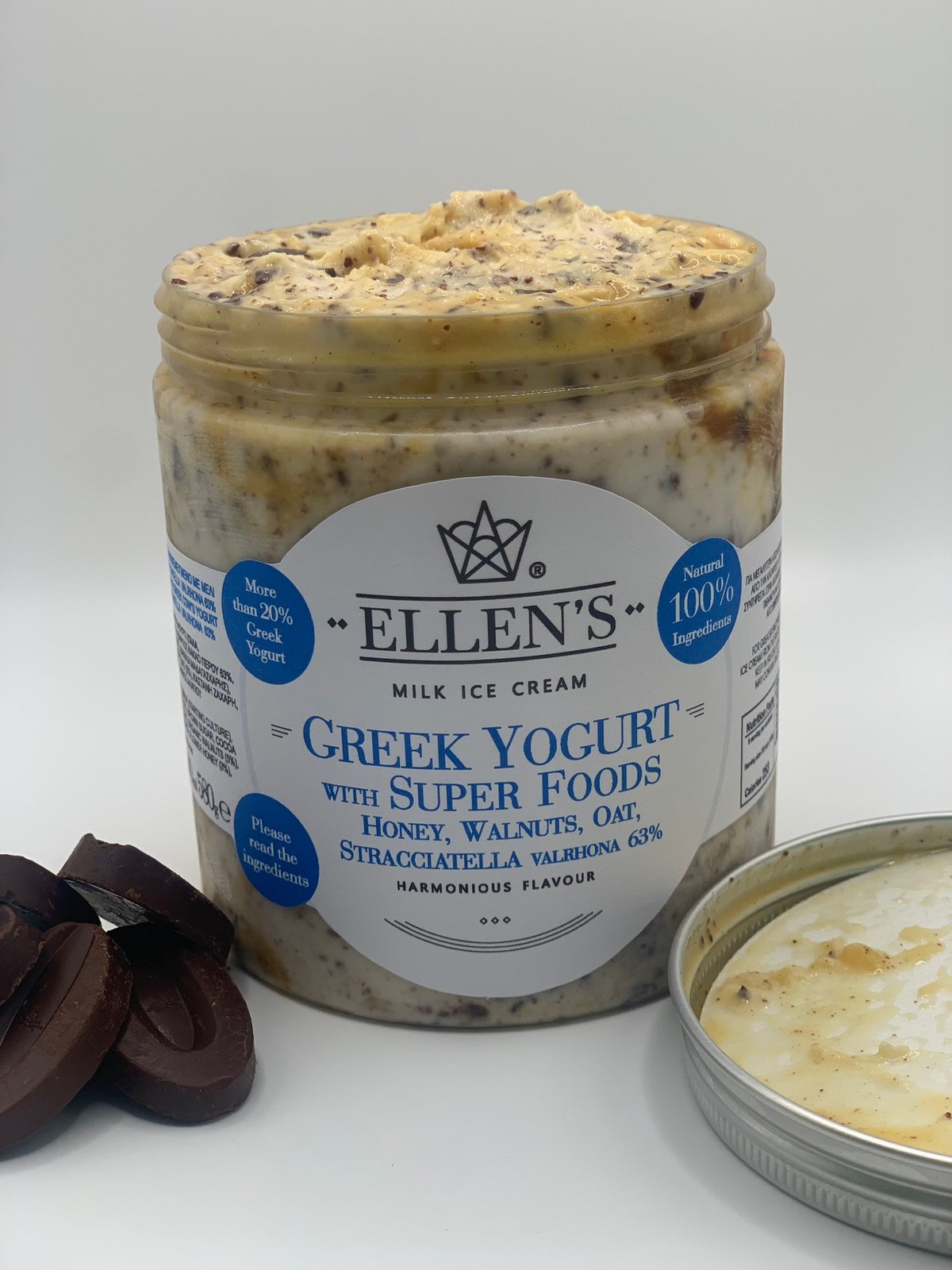 GREEK YOGURT WITH SUPER FOODS HONEY/WALNUTS/OAT/STRACCIATELLA VALRHONA 63%